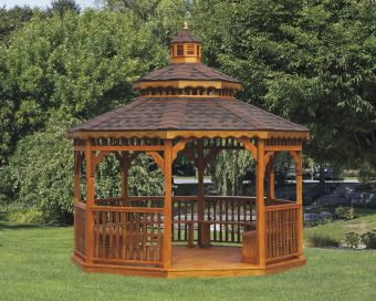 pine gazebo with pagoda