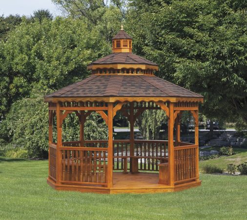 pine gazebo with pagoda
