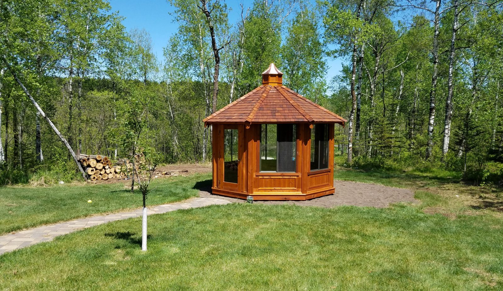 wood gazebo pathway