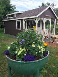 cabin shed with flowers