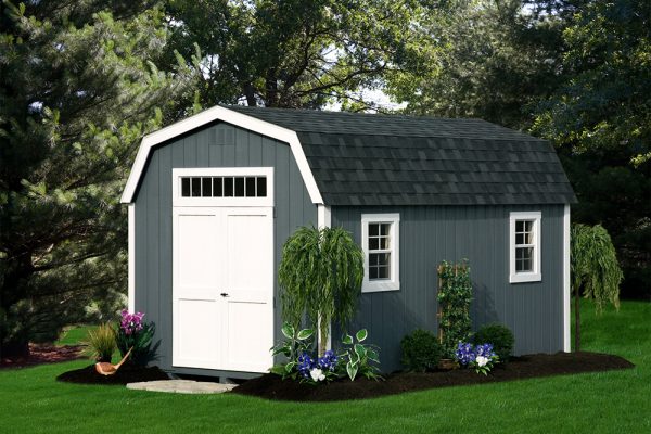 gray dutch style wood storage barn in central minnesota