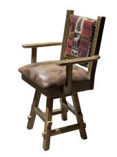 Barnwood Swivel Barstool with Arms