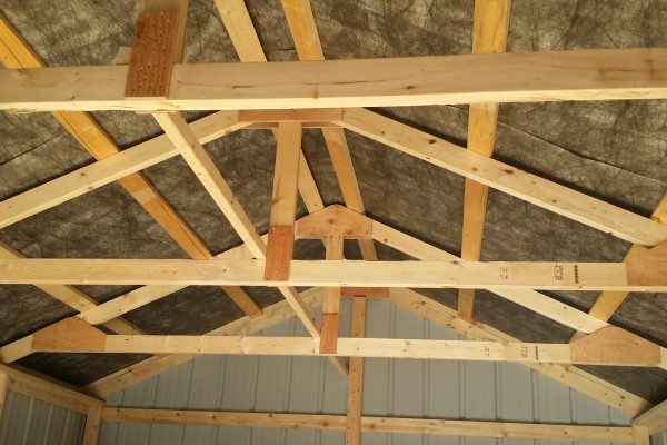 interior of steel garage quality trusses for snowload northwood industries