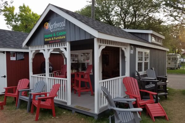Cape cod shed cabin by northwood industries at minnesota state fair