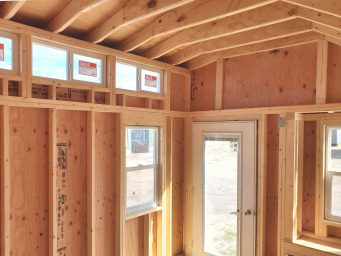 10x12 shed interior with transom dormer windows near saint cloud