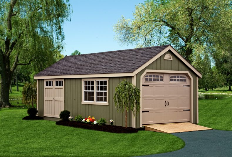 cape code prefab garages sheds with overhead door and ramp for sale in hudson WI