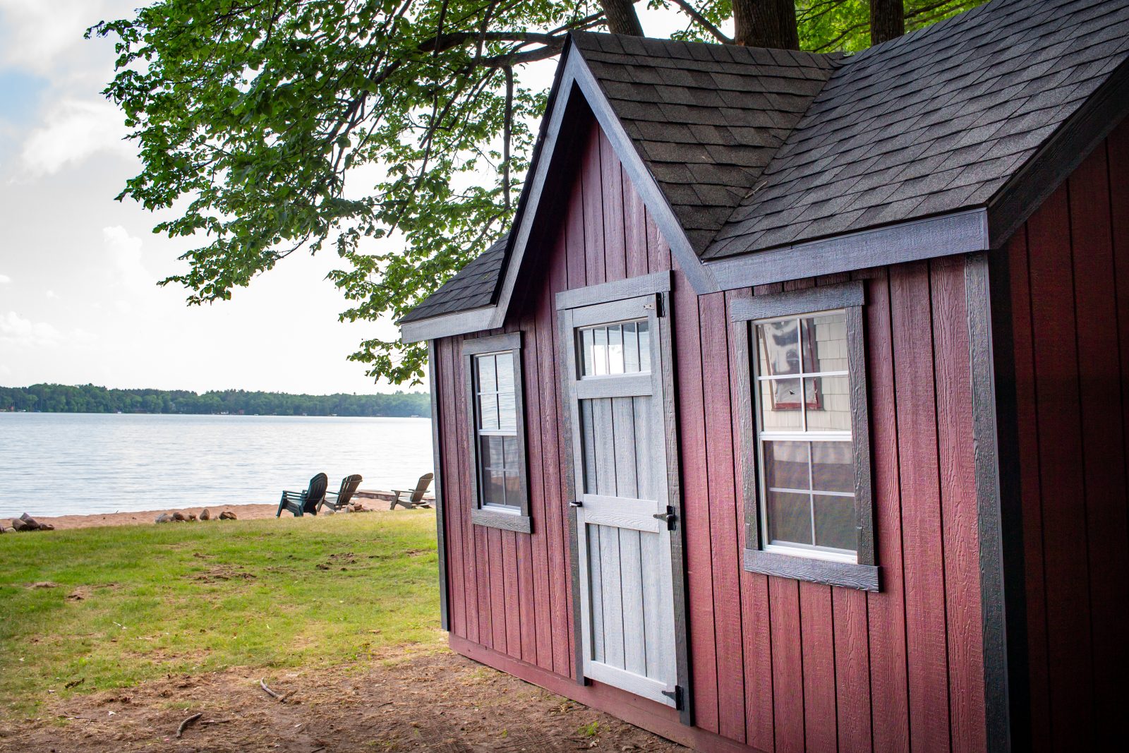 outdoor shed by the lake in wisconsin near hayward