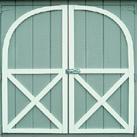 shed door wood arched trim 0