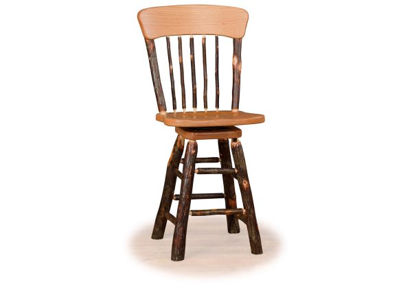 11 hickory panel back swivel bar stool no arms