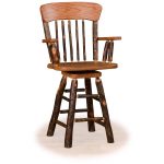 12 hickory panel back swivel bar stool with arms