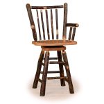 14 hickory stick back swivel barstool with arms