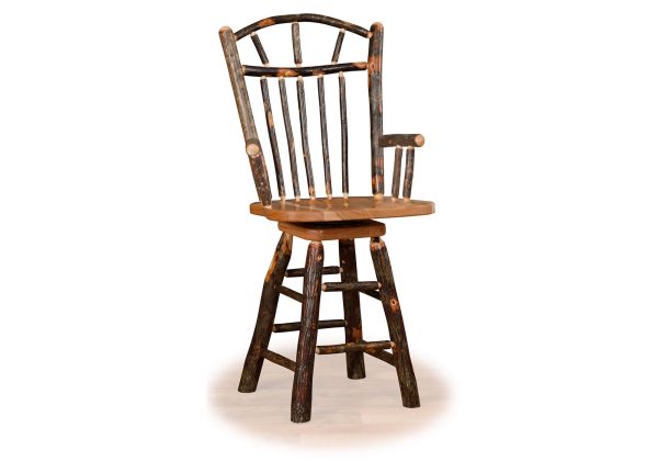 16 hickory wagon wheel swivel barstool with arms