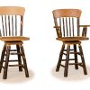 7 hickory panel back swivel bar stools