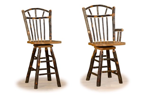 9 hickory wagon wheel swivel barstools