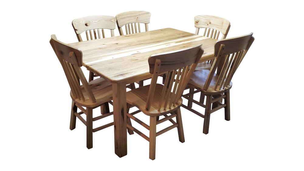 Hillside Hickory Dining Tables No Bark, Hickory Dining Room Table And Chairs