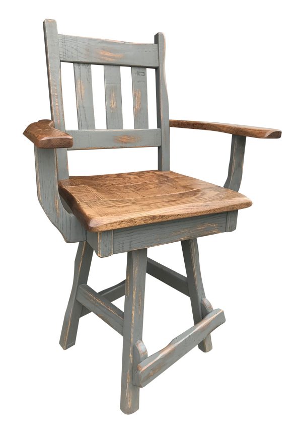 rustic swivel bar stool with arms
